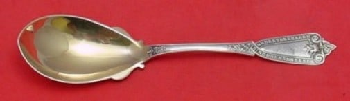 Whiting-Hebbard Ivy Pattern Sterling Silver Berry Spoon 9" Face Design (1 of 1)