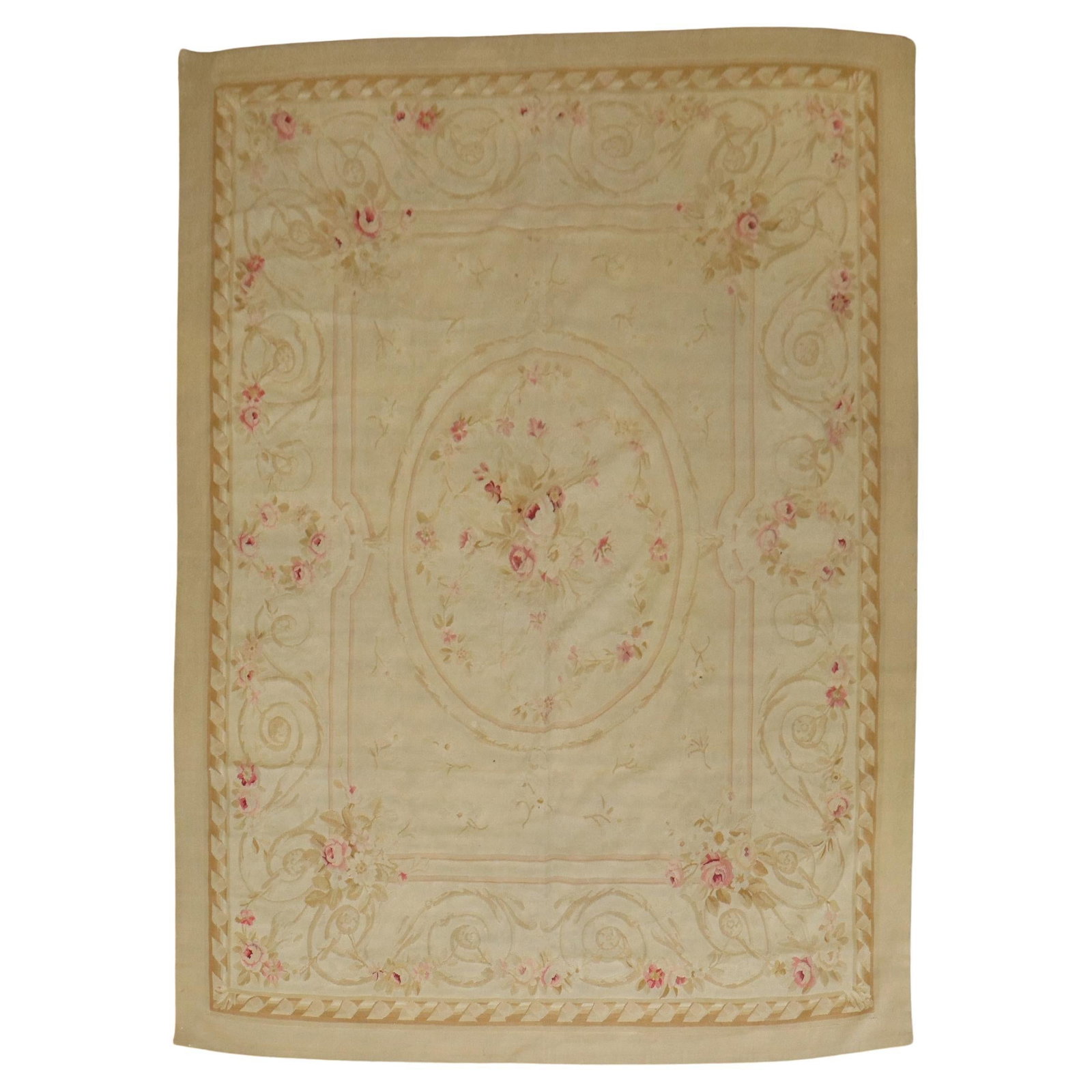 Rare Early 19th Century French Aubusson Wool Rug 80 x 95 (1 of 15)