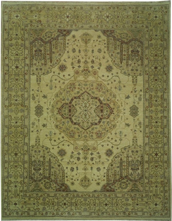 8 x 10 Handmade Agra Rug Natural Wool Indian Mughal Design (1 of 6)