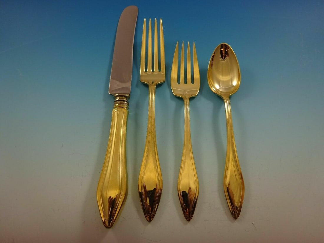 Towle Mary Chilton Vermeil Sterling Silver 4-Piece Place Setting: Towle Mary Chilton Vermeil Sterling Silver 4-Piece Place Setting This exquisite 4-piece place setting in the Mary Chilton Vermeil pattern by Towle features elegant sterling silver construction. The se