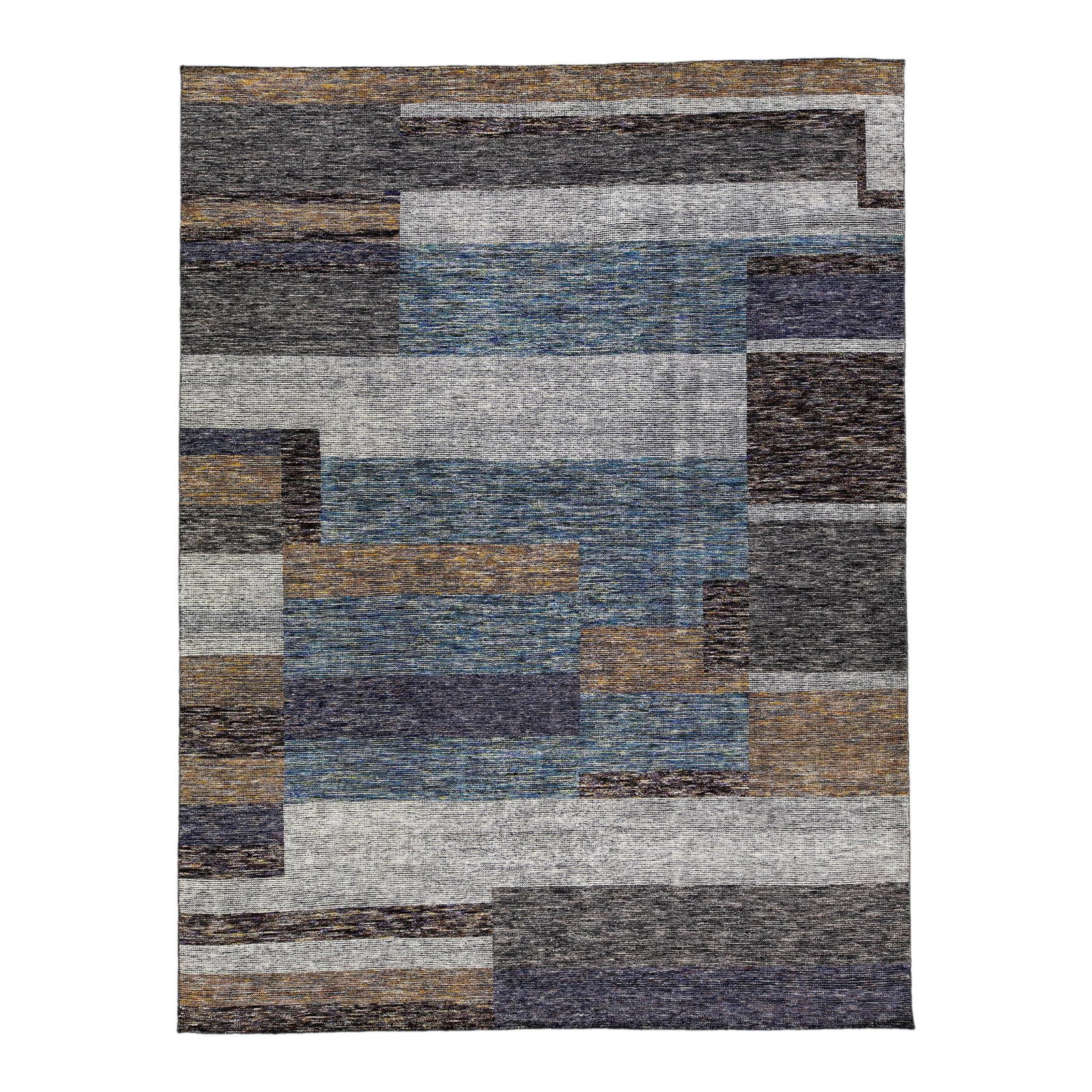 Modern Safi Collection Handmade Abstract Wool Rug 9'2" x 12'1" Earthy Tones (1 of 10)
