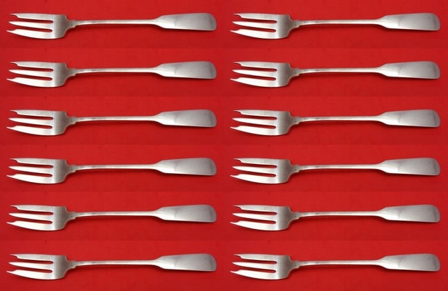 Gorham Old English Tipt Sterling Silver Cocktail Fork Set 12 Pieces (1 of 3)
