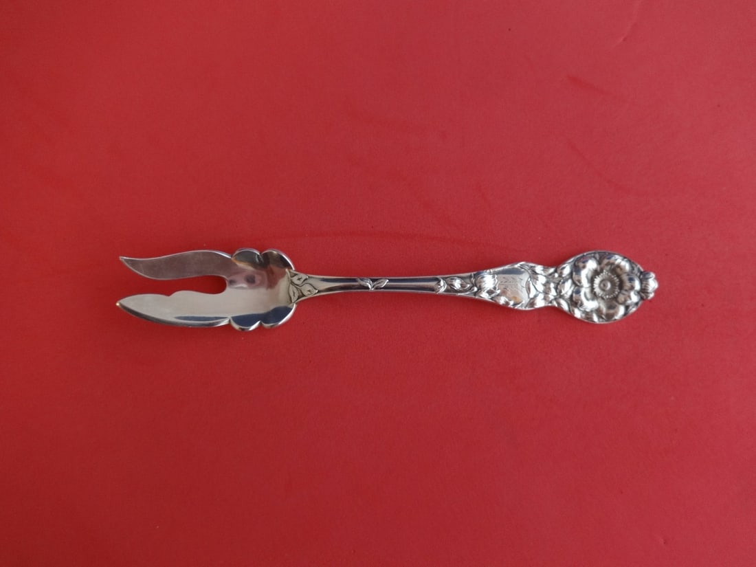 Watson Wild Rose Sterling Silver Cheese Fork 5.5 Inch Monogrammed: Watson Wild Rose Sterling Silver Cheese Fork 5.5 Inch Monogrammed This exquisite cheese fork is crafted from high-quality sterling silver and features the elegant Wild Rose pattern by Watson. Measurin