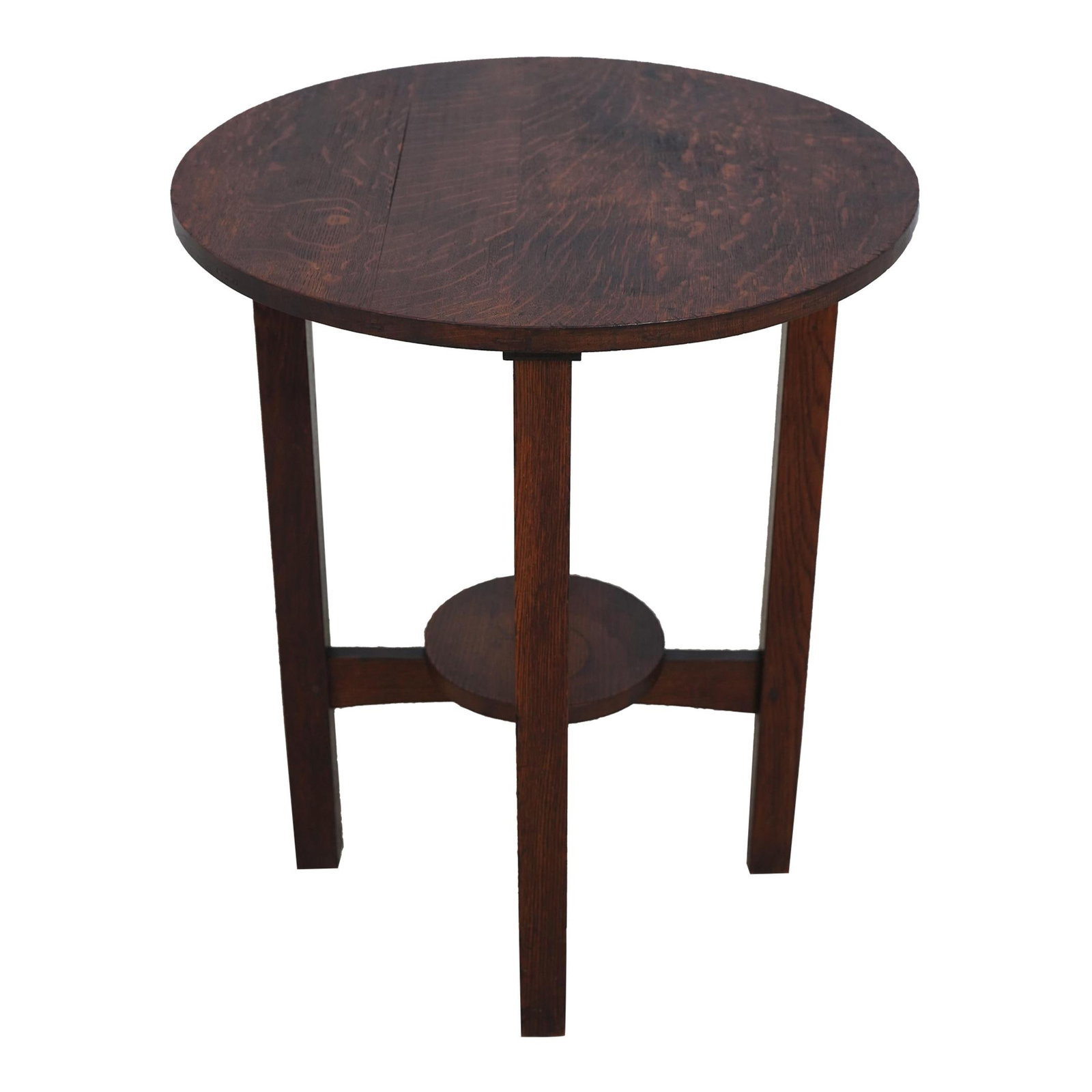 L&JG Stickley Antique Round Oak Lamp Table Arts & Crafts C. 1900-1910 (1 of 10)
