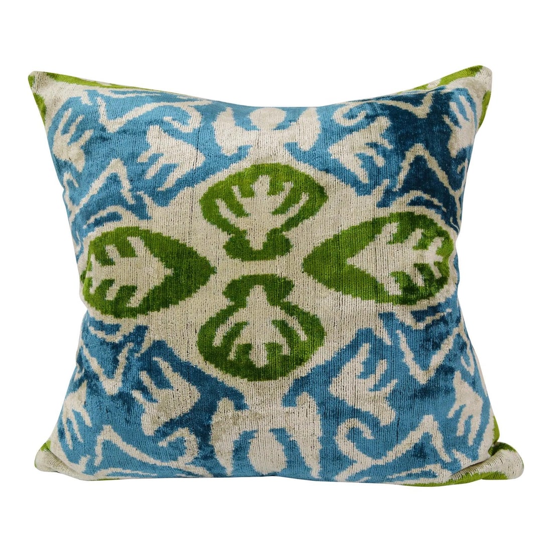 Uzbek Silk Ikat Velvet Decorative Pillow with Linen Backing 22 Inch (1 of 3)
