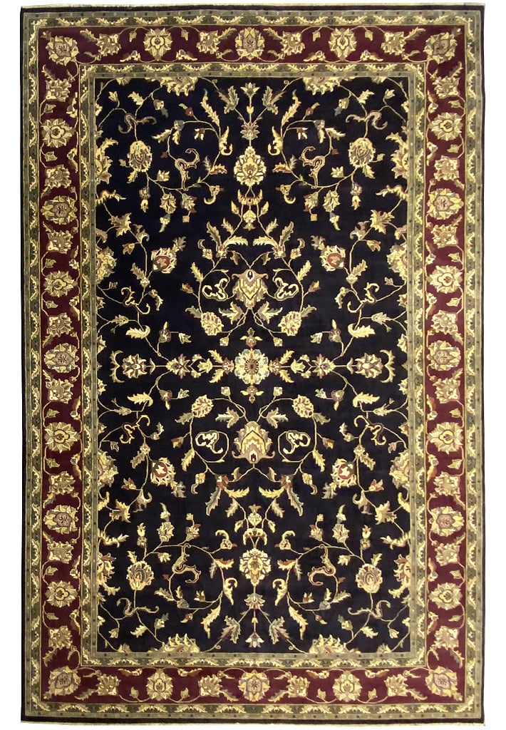 15 x 23.7 Handcrafted Black Agra Area Rug from India: 15 x 23.7 Handcrafted Black Agra Area Rug from India Free continental US Shipping Introducing the majestic 15' x 24' Black Agra Rug, a masterpiece of traditional craftsmanship and timeless beauty. Han