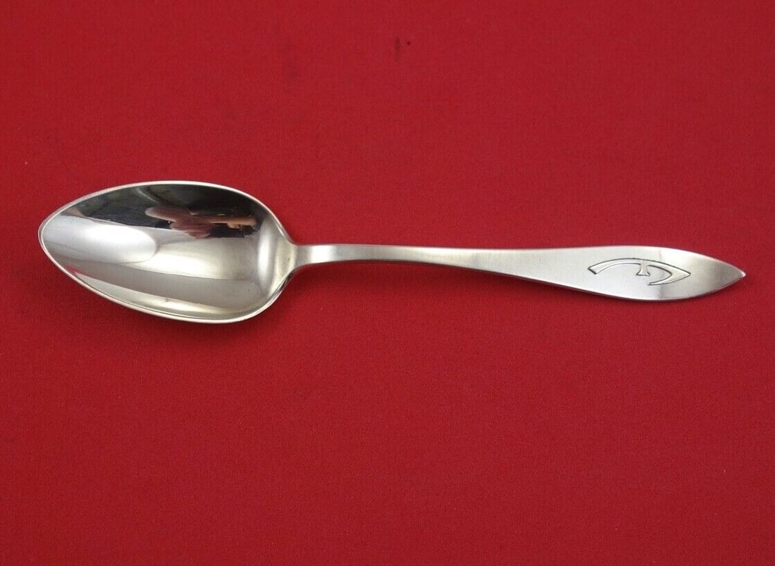 Shreve Sterling Silver Teaspoon Buckingham Narrow Monogrammed F 6 1/8: Shreve Sterling Silver Teaspoon Buckingham Narrow Monogrammed F 6 1/8 This exquisite teaspoon features the Buckingham Narrow pattern by Shreve, crafted from high-quality sterling silver. Measuring 6 1