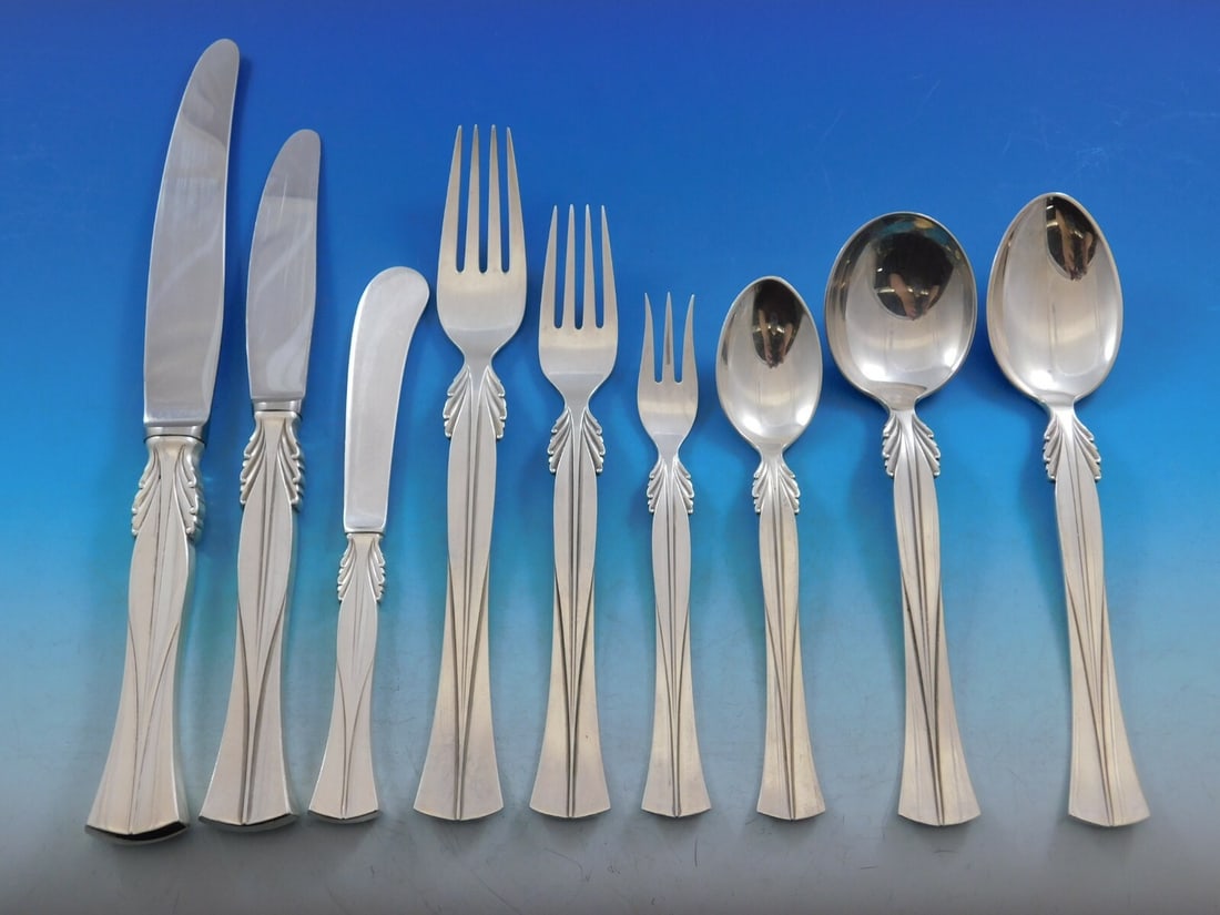 Frigast Queen Christina Sterling Silver Flatware Set 60 Pieces Mid-Century Modern (1 of 12)
