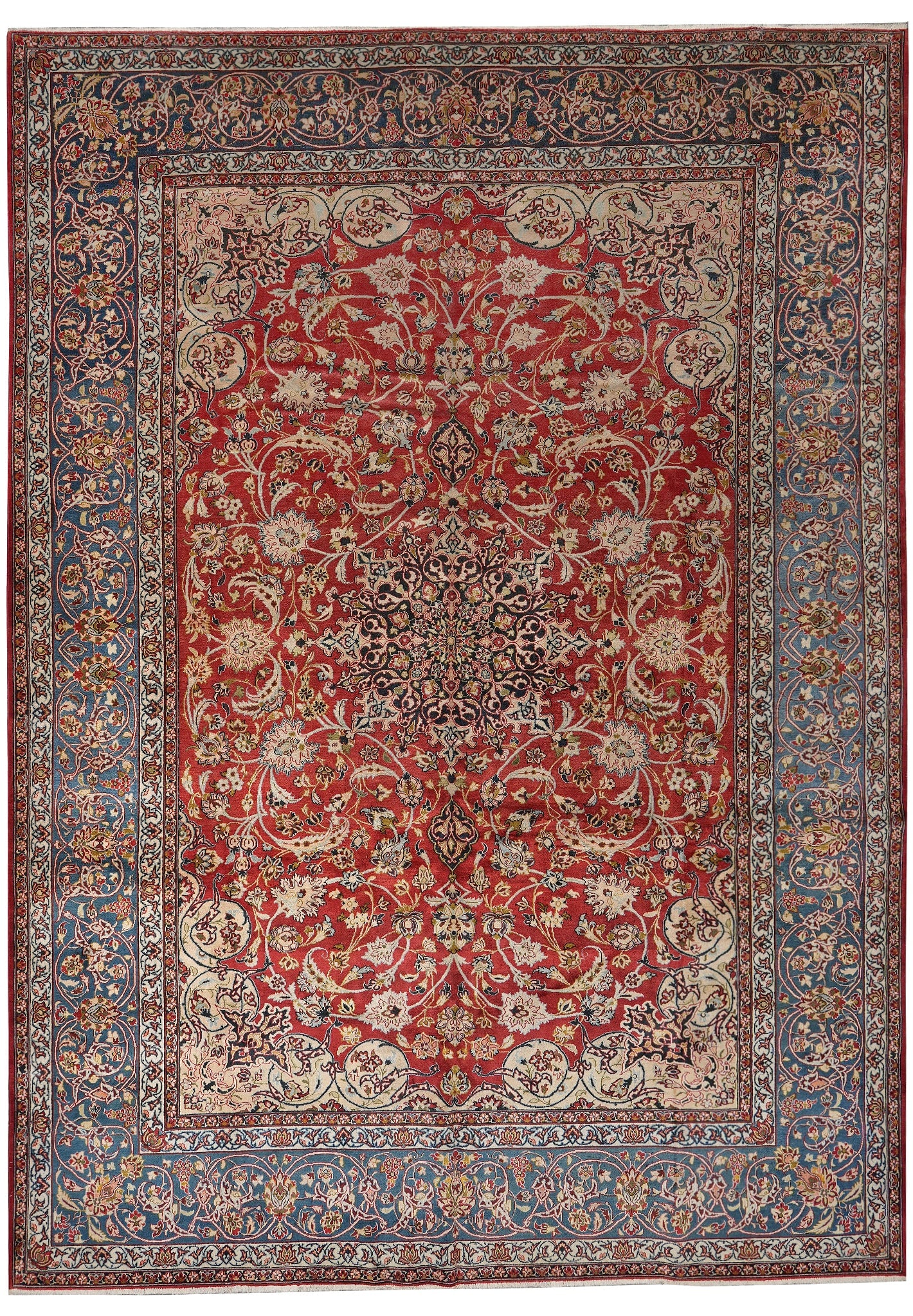 11 x 15 Authentic Persian Najafabad Esfahan Wool Chobi Rug: 11 x 15 Authentic Persian Najafabad Esfahan Wool Chobi Rug Free continental US Shipping This is an authentic Persian wool Najafabad Esfahan rug in pre-owned condition, featuring a classic Chobi design