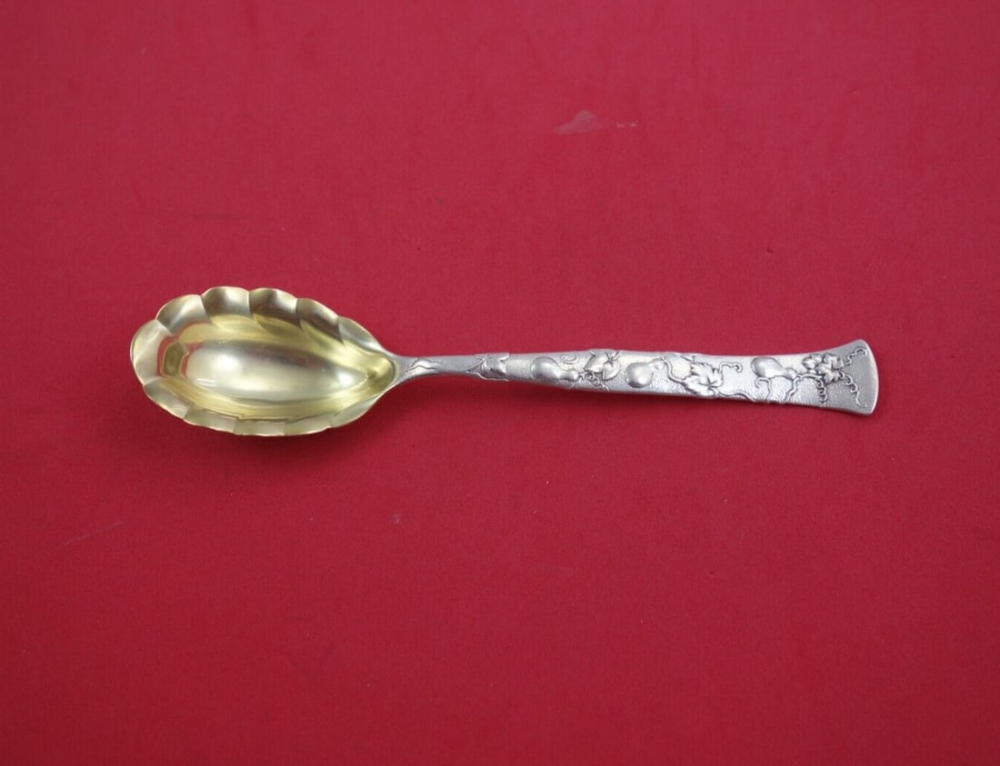 Tiffany & Co. Vine Sterling Silver Sugar Spoon 6 1/8 Inch with Gourd Motif: Tiffany & Co. Vine Sterling Silver Sugar Spoon 6 1/8 Inch with Gourd Motif Introducing a stunning Vine by Tiffany Sterling Silver Sugar Spoon, measuring 6 1/8 inches. This exquisite spoon features a g