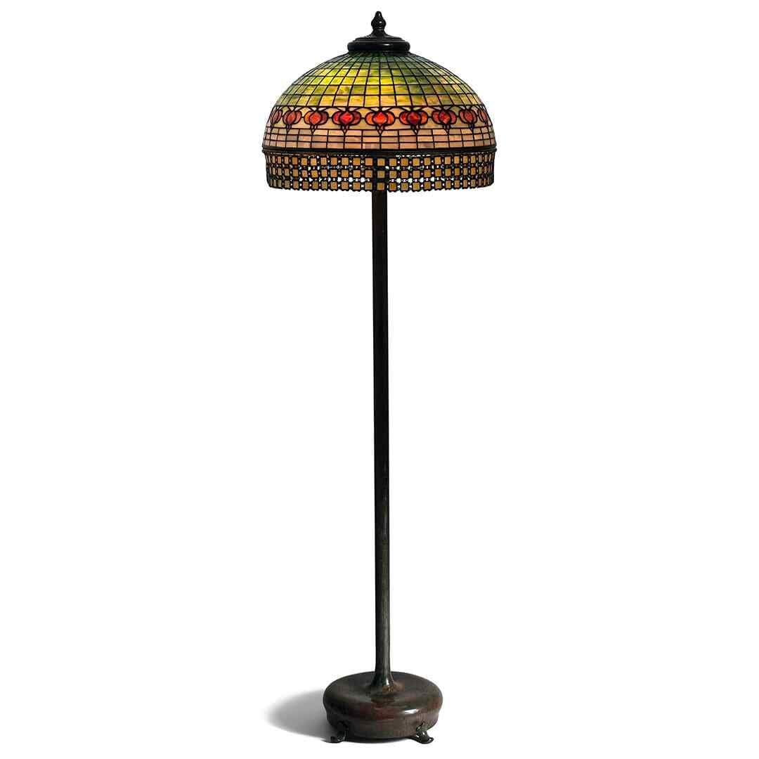 Tiffany Studios Pomegranate Chain Mail antique bronze floor lamp original (1 of 6)