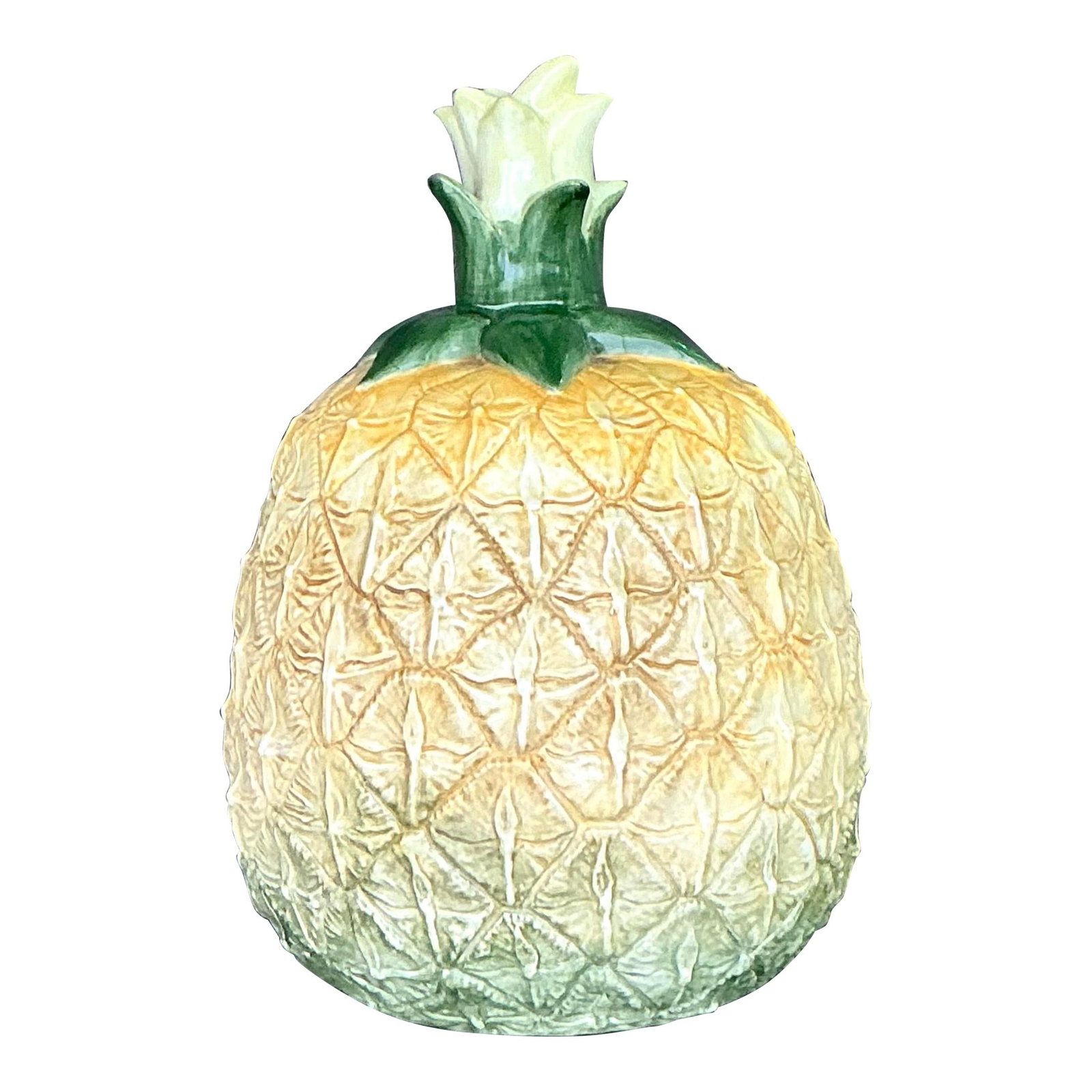 Vintage Monumental Ceramic Pineapple Decorative Accent 15.5 Tall: Vintage Monumental Ceramic Pineapple Decorative Accent 15.5 Tall Enhance your home decor with this vintage monumental glazed ceramic pineapple, an eye-catching decorative piece that adds tropical char