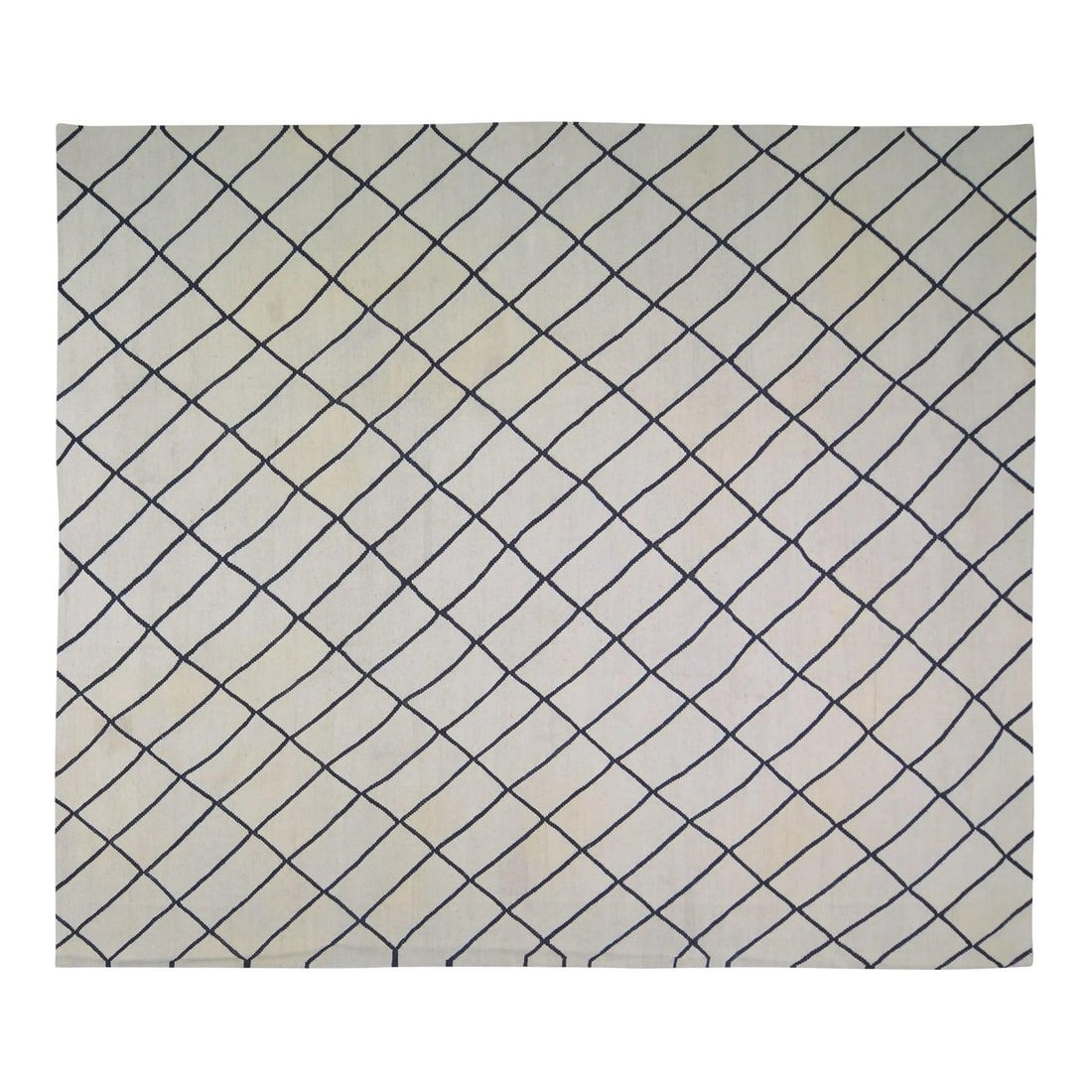 Moroccan Wool Kilim Rug Hand Knotted Flatweave Natural Colors 9'5" x 11'3": Moroccan Wool Kilim Rug Hand Knotted Flatweave Natural Colors 9'5" x 11'3" This vintage Moroccan tribal kilim from the 1960s features a hand-knotted flatweave crafted from natural-colored wool. It off
