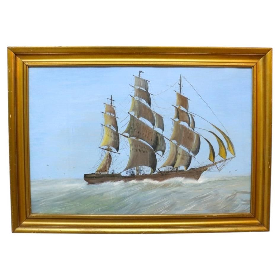 James M. Maps signed watercolor clipper ship seascape c1920 (1 of 13)