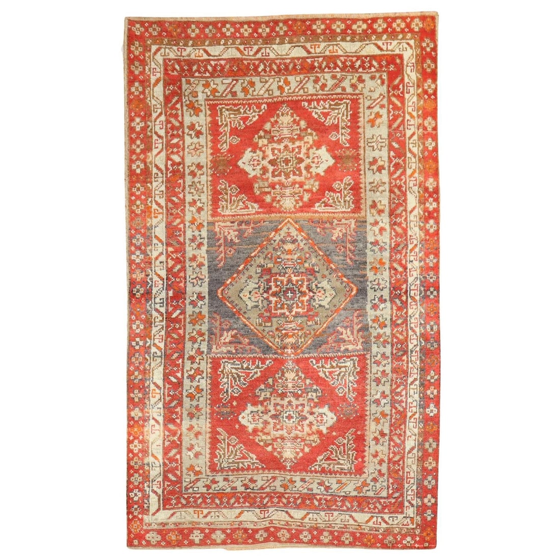Early 20th Century Turkish Sivas Wool Throw Rug 36x57 British Colonial (1 of 6)