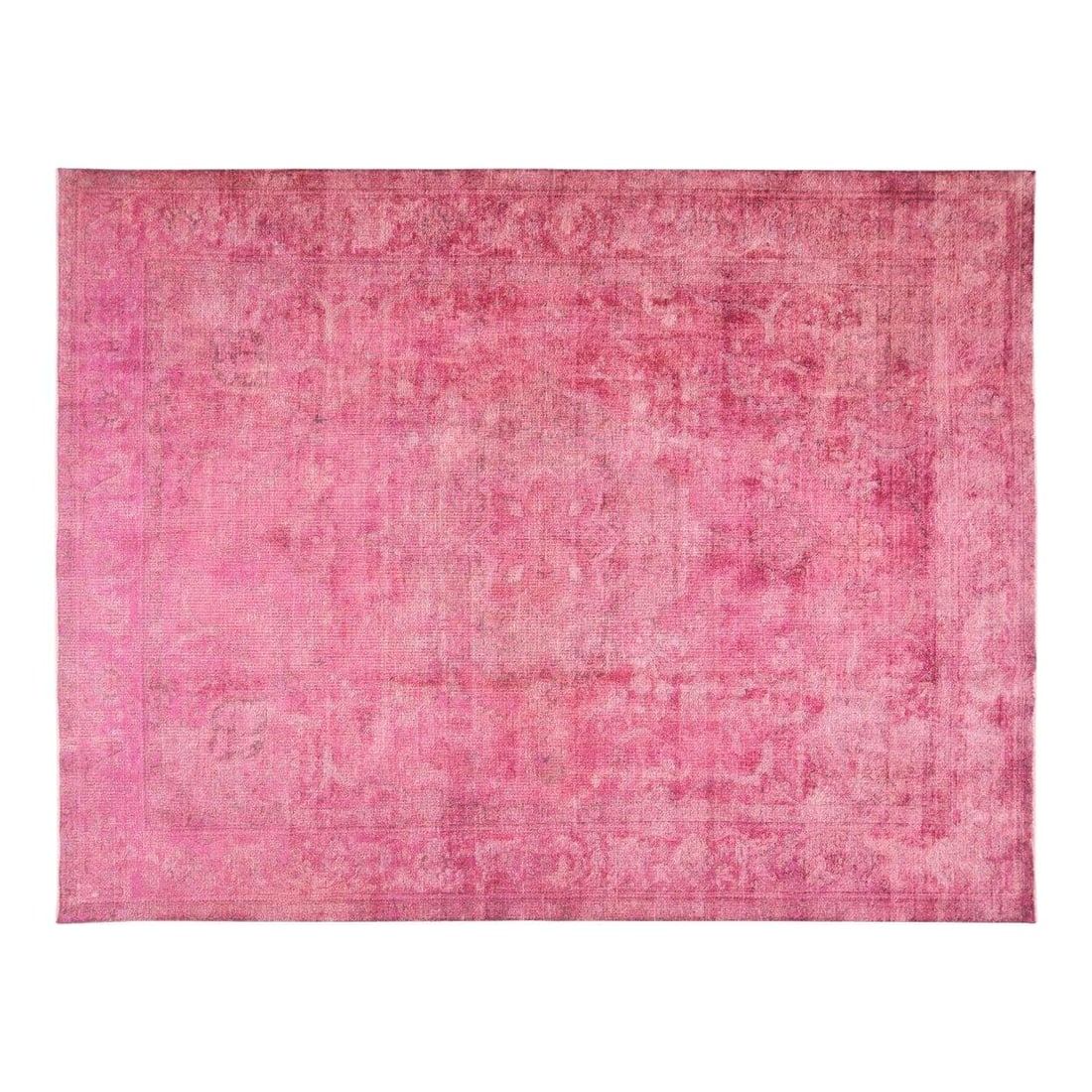 9'7 x 12'8 Pink Wool Area Rug Hand Knotted Vintage: 9'7 x 12'8 Pink Wool Area Rug Hand Knotted Vintage This vintage wool rug is hand-knotted using traditional techniques, offering a blend of classic craftsmanship and modern design. Its soft, durable te