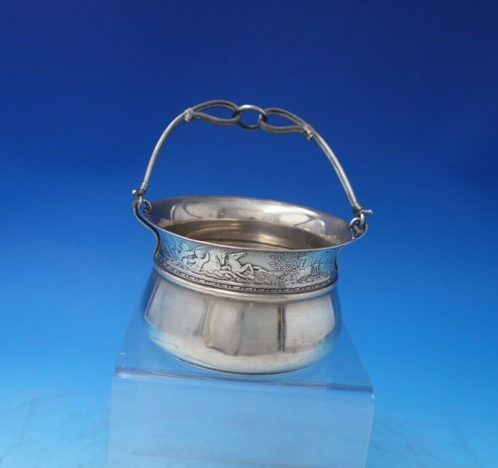 Schulz & Fischer Sterling Silver Basket with Handle Mermaids 1880 (1 of 11)