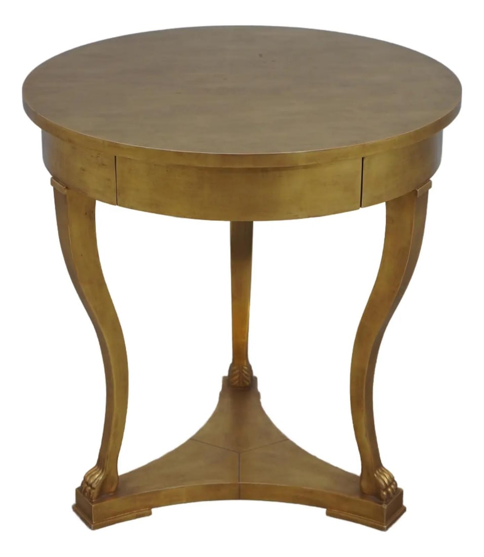 Empire style gold gilt side table with drawer 26w x 26d x 27h (1 of 10)