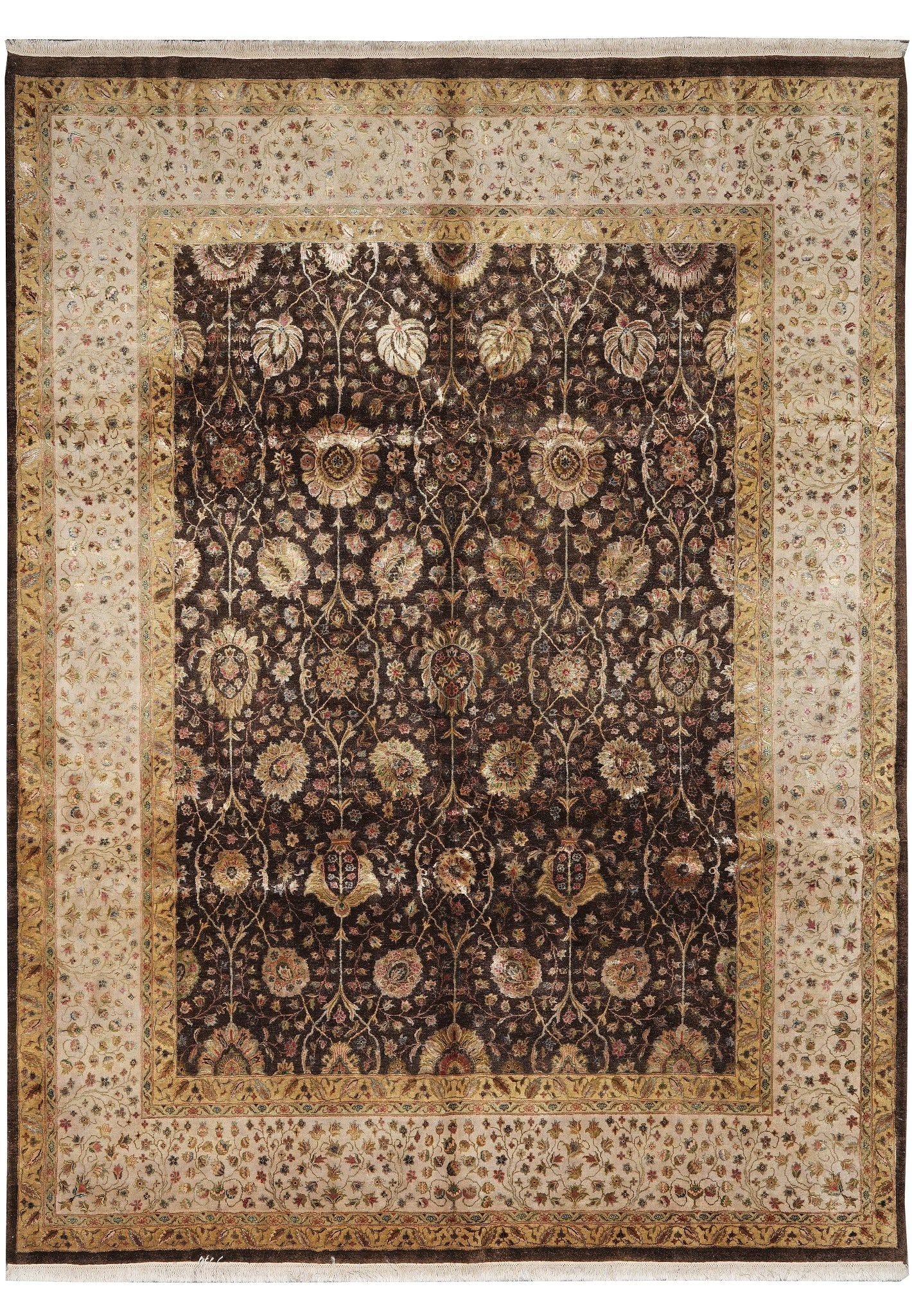 Jaipur 8 x 10.6 Brown Transitional Hand Knotted Wool Rug: Jaipur 8 x 10.6 Brown Transitional Hand Knotted Wool Rug Free continental US Shipping This high quality Jaipur rug features a versatile transitional design in a rich brown colorway. Hand-knotted from 