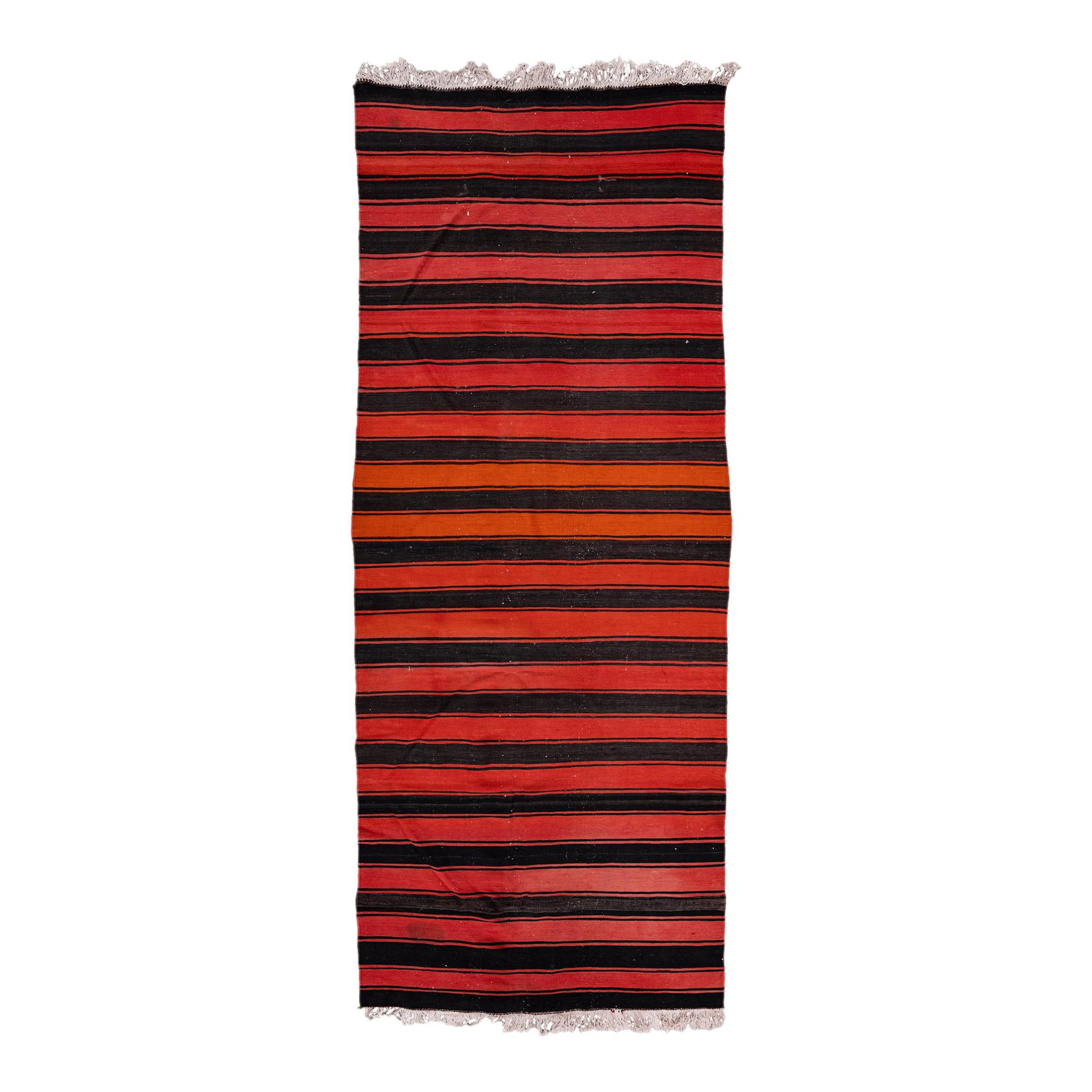 Vintage Kilim Handmade Wool Runner Red Geometric Design 4'7" x 12'7" (1 of 10)