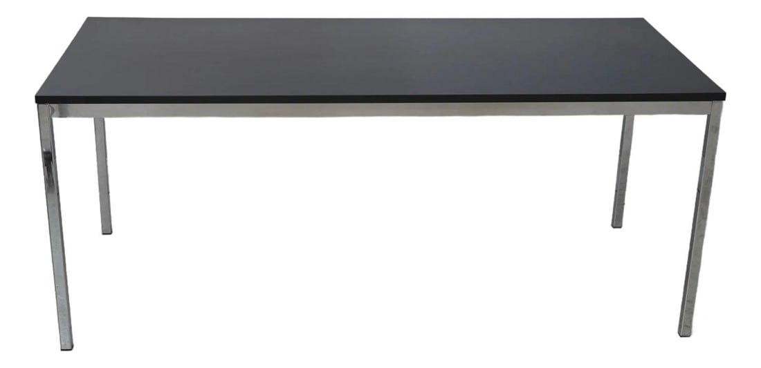 Modern Chrome Base Dining Table or Large Desk 71 x 31.5 Black Laminate (1 of 10)