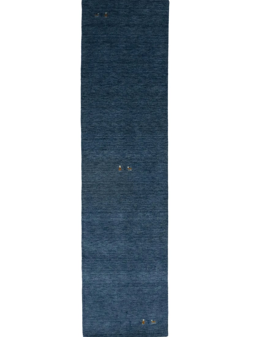 Hand-Loomed Steel Blue Tribal Runner Rug 2'7 x 9'10 Eco-Friendly Wool (1 of 13)