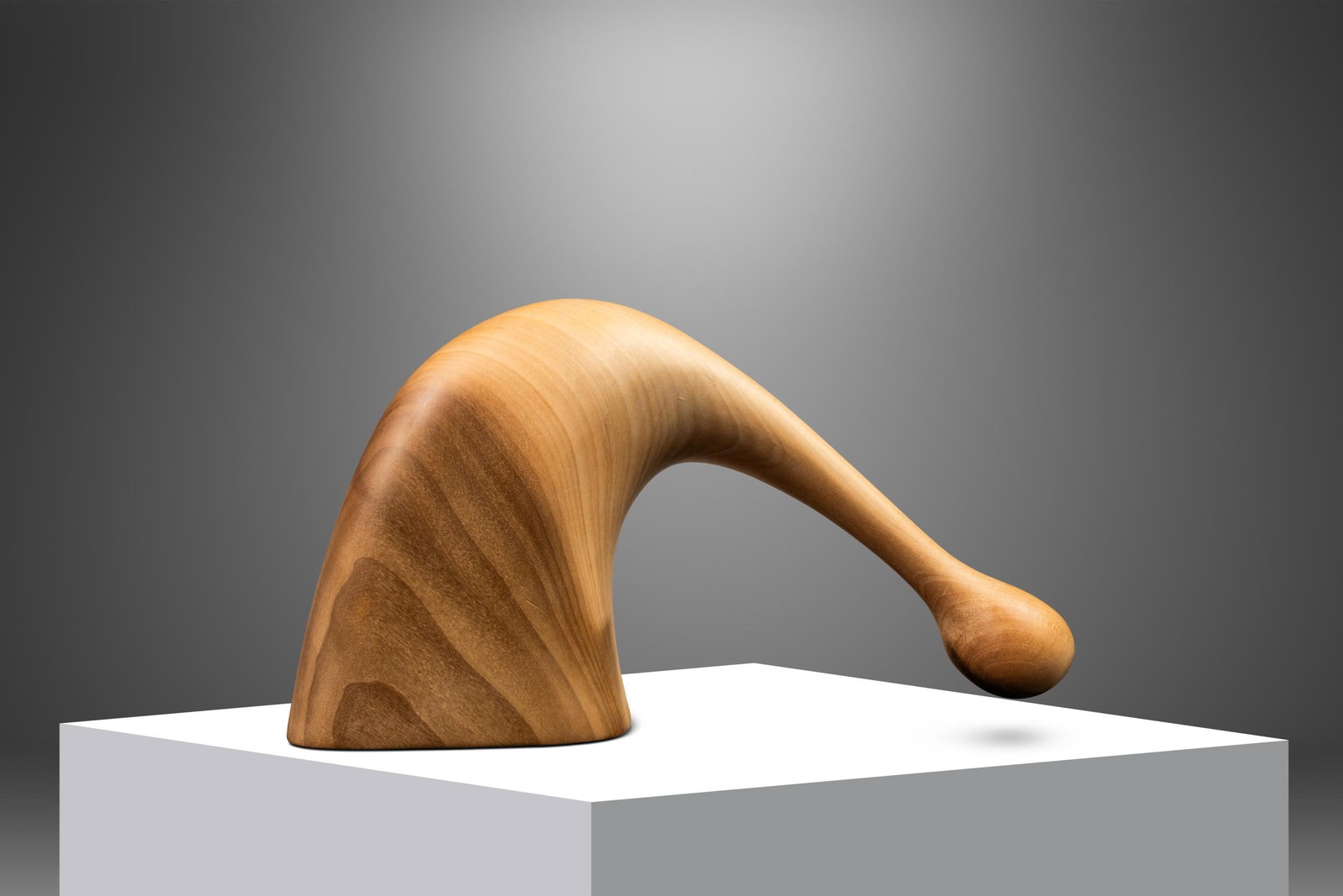 Unique Modern 'Leaning Figure' Sculpture by Mark LeBlanc in Solid Poplar: Unique Modern 'Leaning Figure' Sculpture by Mark LeBlanc in Solid Poplar Elevate your living space with this stunning 1 of 1 "Leaning Figure" sculpture, expertly carved from solid poplar by renowned a