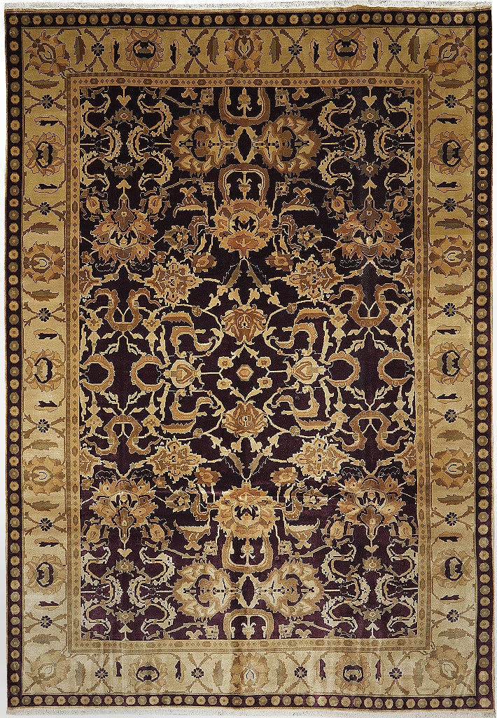10 x 14 Eggplant Purple Hand Knotted Wool Agra Rug: 10 x 14 Eggplant Purple Hand Knotted Wool Agra Rug Free continental US Shipping This 10 x 14 Agra rug features a rich eggplant purple palette with intricate floral motifs, delicate medallions, and orn