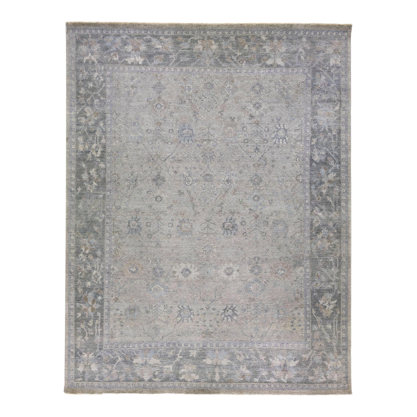 Artisan Collection Light Gray Floral Handmade Wool Rug 11'11 x 15'4 (1 of 7)