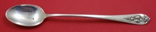 Sterling Silver Iced Tea Spoon Pendant of Fruit Pattern by Lunt 7.25 Inch: Sterling Silver Iced Tea Spoon Pendant of Fruit Pattern by Lunt 7.25 Inch This is a Lunt sterling silver iced tea spoon in the Pendant of Fruit pattern. Measuring 7 1/4 inches long, this pre-owned spo