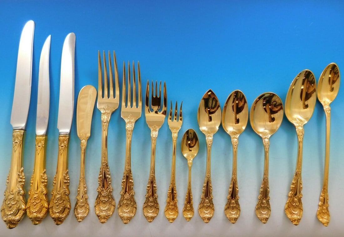 Wallace Sir Christopher Gold Vermeil Flatware Set 188 pcs Elegant Dining (1 of 12)