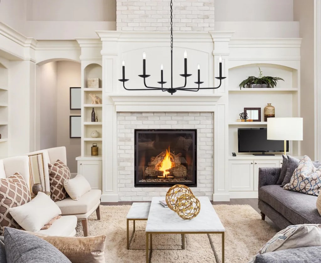 LIVING DISTRICT Cohen 6-Light Black Iron Chandelier 42 Inch: LIVING DISTRICT Cohen 6-Light Black Iron Chandelier 42 Inch This 6-light chandelier features a black metal frame in a modern farmhouse and mid-century style, designed for versatile use in spaces such 
