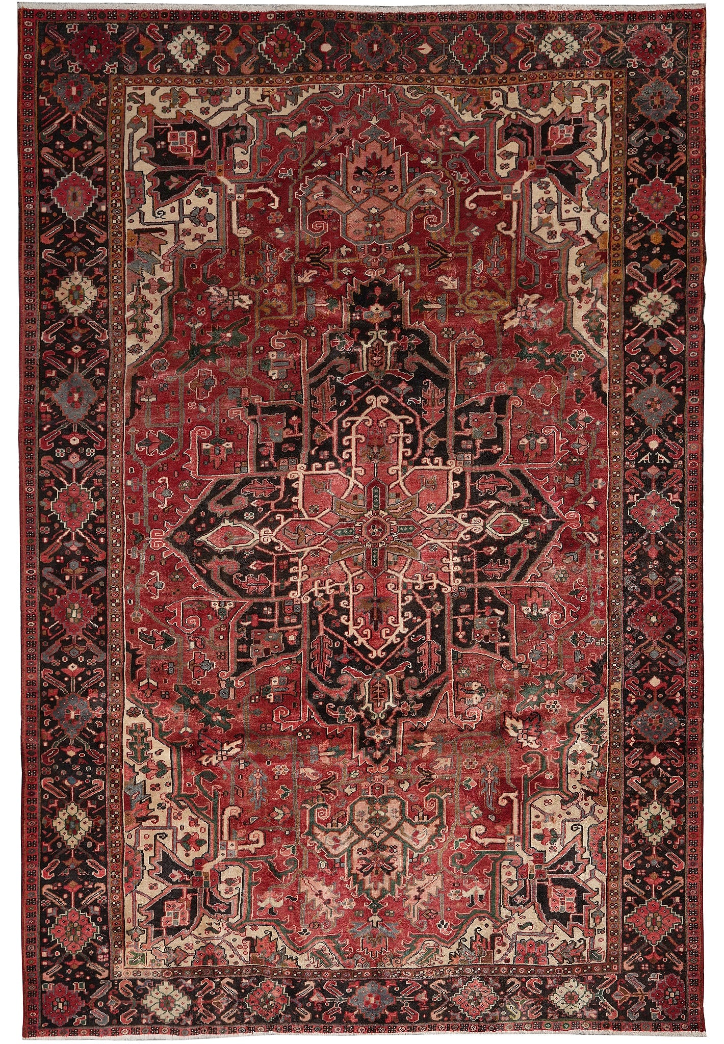8.5 x 11.9 Old Persian Heriz Hand-Knotted Tribal Rug (1 of 11)