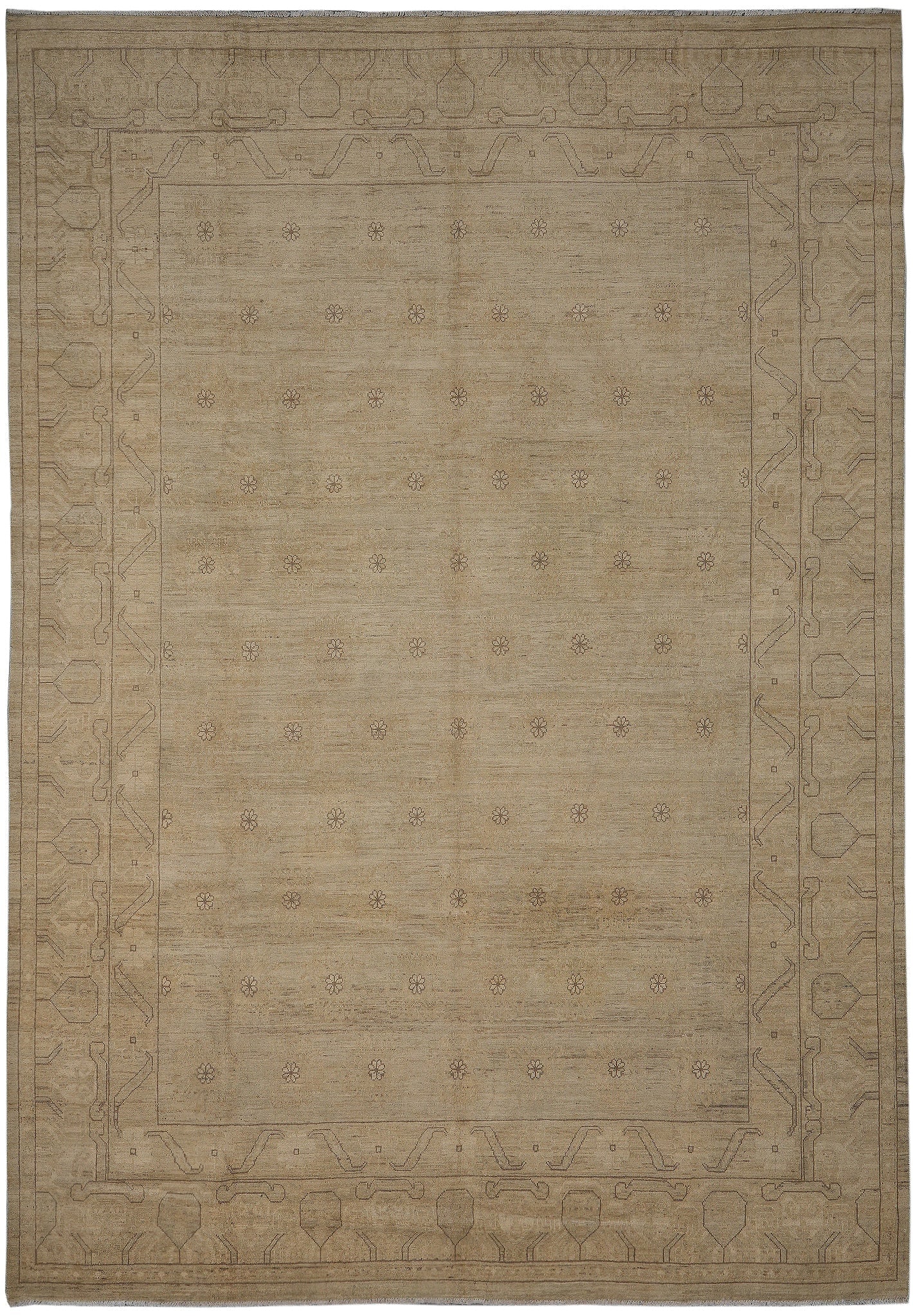 9 x 11.6 Chobi Peshawar Hand Knotted Wool Rug Faded Pastels: 9 x 11.6 Chobi Peshawar Hand Knotted Wool Rug Faded Pastels Free continental US Shipping This 9 x 11.6 Chobi Peshawar rug features a faded pastel color palette and a traditional floral design with orn