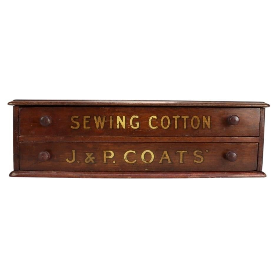 c1900 Walnut Spool Cabinet by J and P Coats with Original Stenciling (1 of 8)