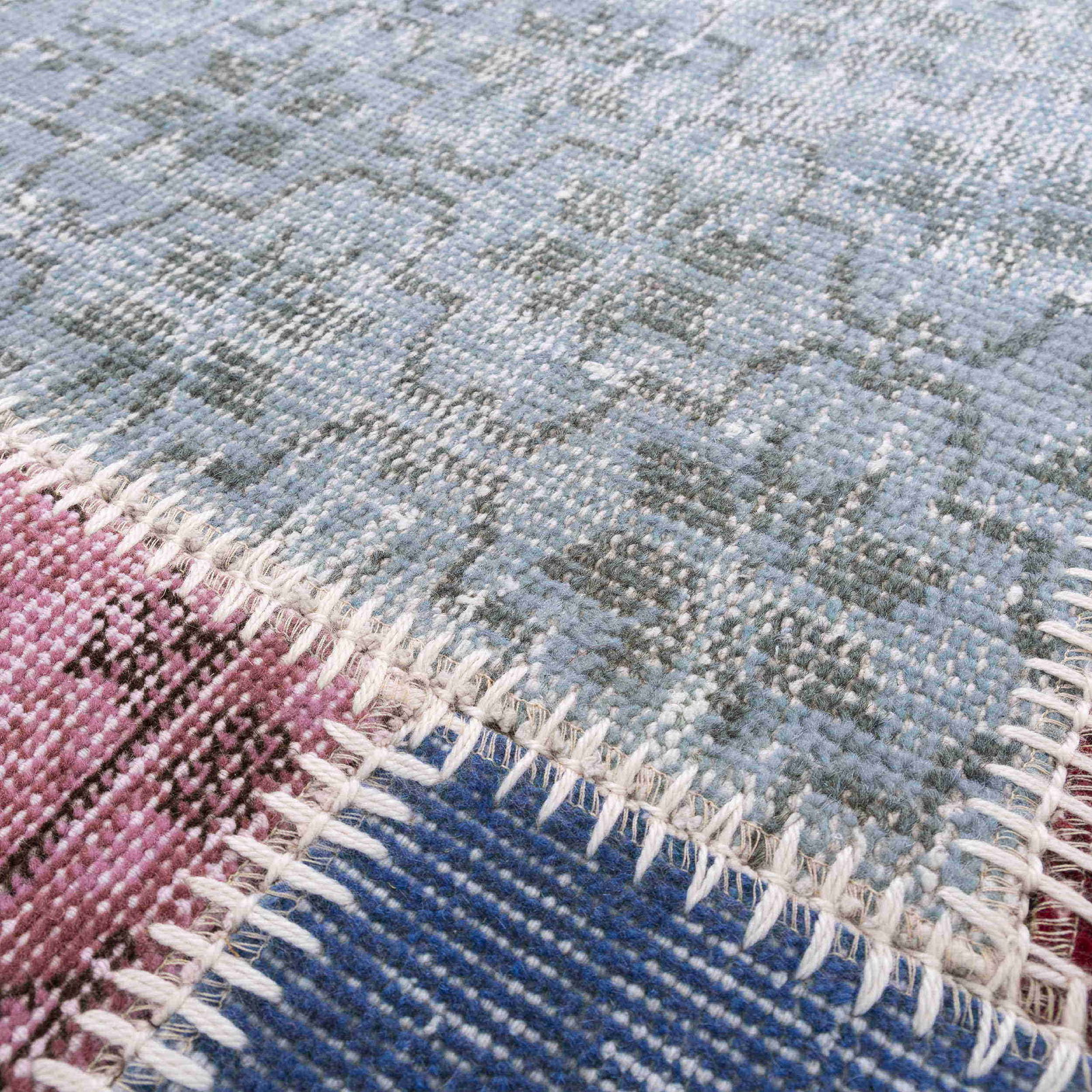 Authentic Handmade Round Patchwork Wool Carpet 98.4" - 4