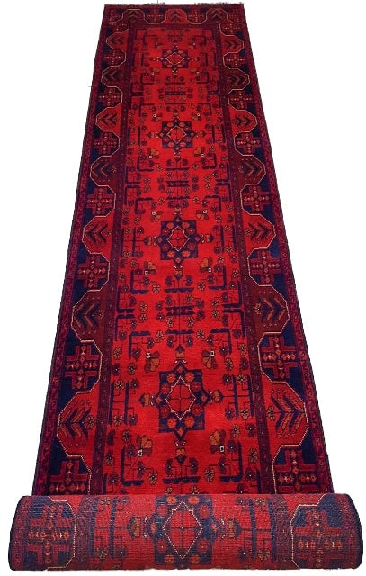 Vibrant 15' x 3' Red Khal Momadi Rug: Vibrant 15' x 3' Red Khal Momadi Rug Free continental US Shipping Enhance your living space with this stunning 15' x 3' Red Khal Momadi Rug, designed to add a touch of elegance and comfort to any room