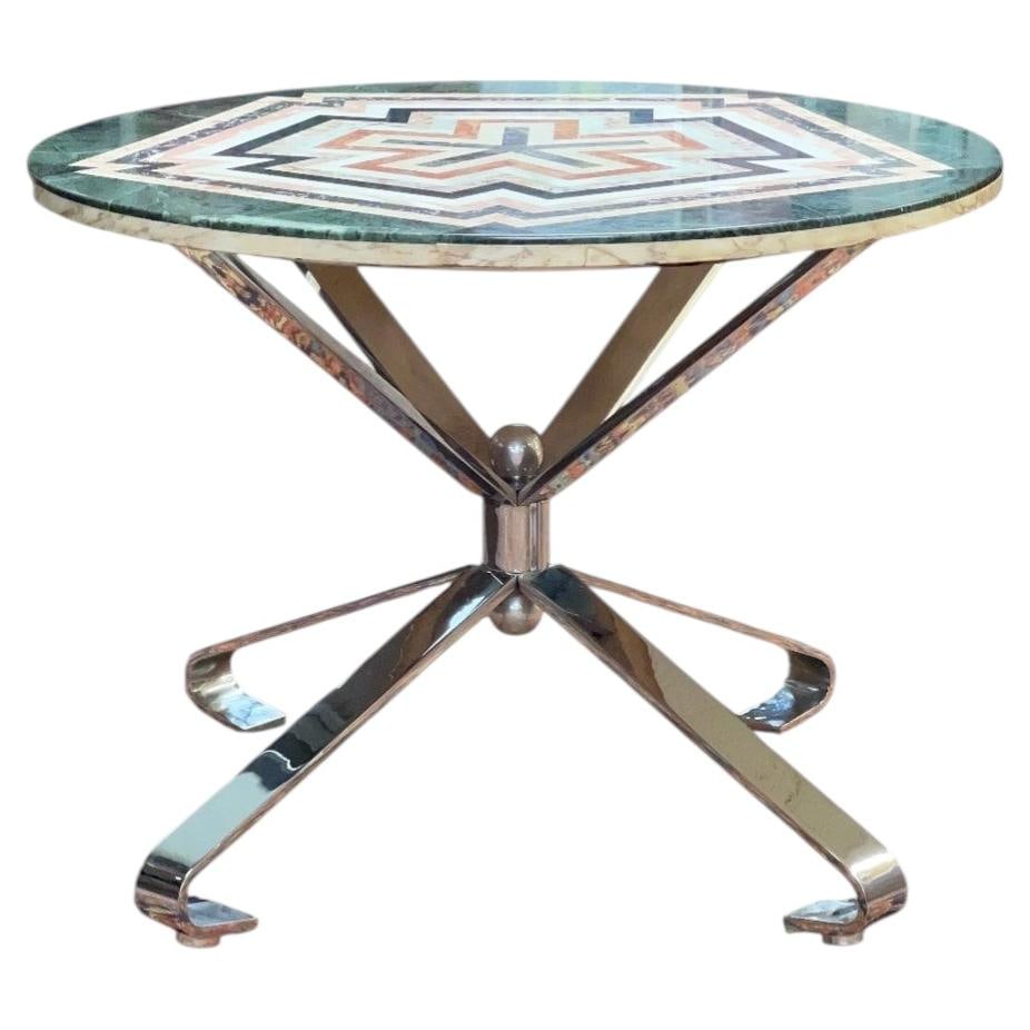 Round Marble Center Table with Chrome Plated Base 37 in (1 of 8)