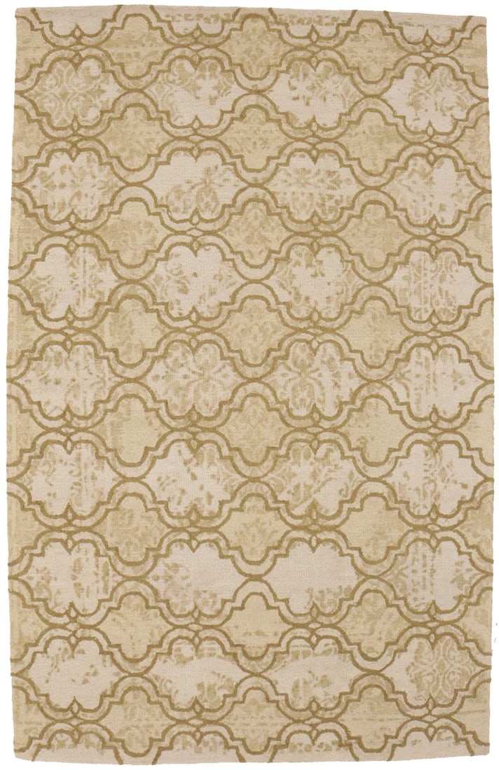 Hand-Tufted Wool Modern Geometric 5x8 Beige Area Rug: Hand-Tufted Wool Modern Geometric 5x8 Beige Area Rug This contemporary area rug features a hand-tufted construction from wool and showcases a modern geometric pattern in beige and brown tones. Designe