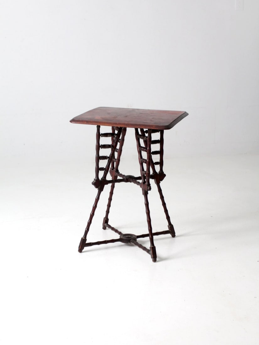 Antique Stick and Ball Victorian Mahogany End Table 27.5" Height (1 of 15)