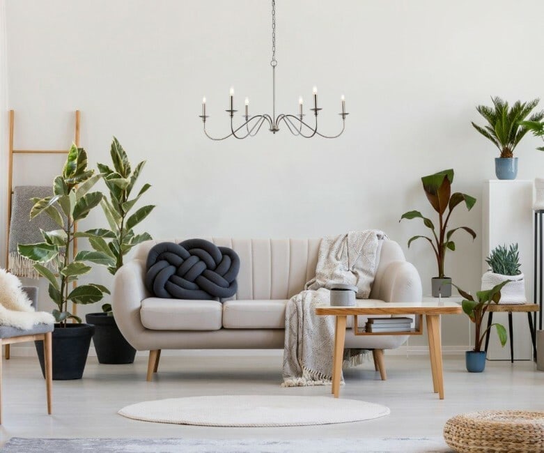 Living District Rohan 42 in 6 Light Polished Nickel Chandelier: Living District Rohan 42 in 6 Light Polished Nickel Chandelier Modern farmhouse chandelier with a polished nickel finish and a 6-light design. It features a hardwired installation, height-adjustable h