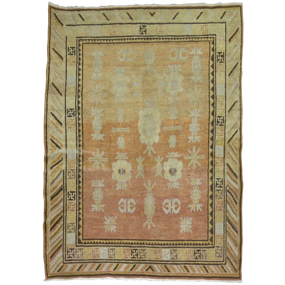 Early 20th Century Turkmenistan Khotan Wool Oushak Rug 66 x 87 in (1 of 10)