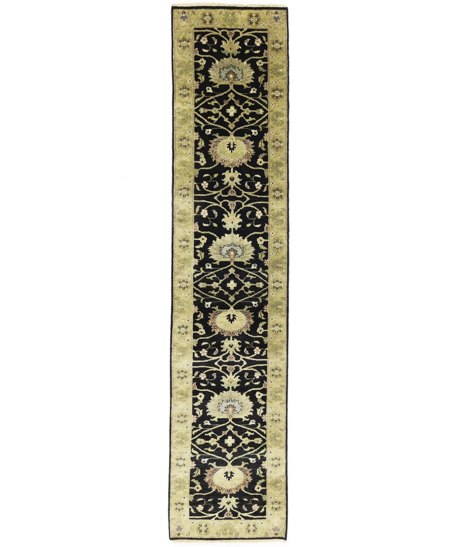Hand Knotted Oushak Wool Floral Runner Rug 2'7 x 11'9: Hand Knotted Oushak Wool Floral Runner Rug 2'7 x 11'9 This exquisite hand-knotted Oushak runner rug features a stunning floral pattern, perfect for adding a touch of elegance to your home. Measuring 2