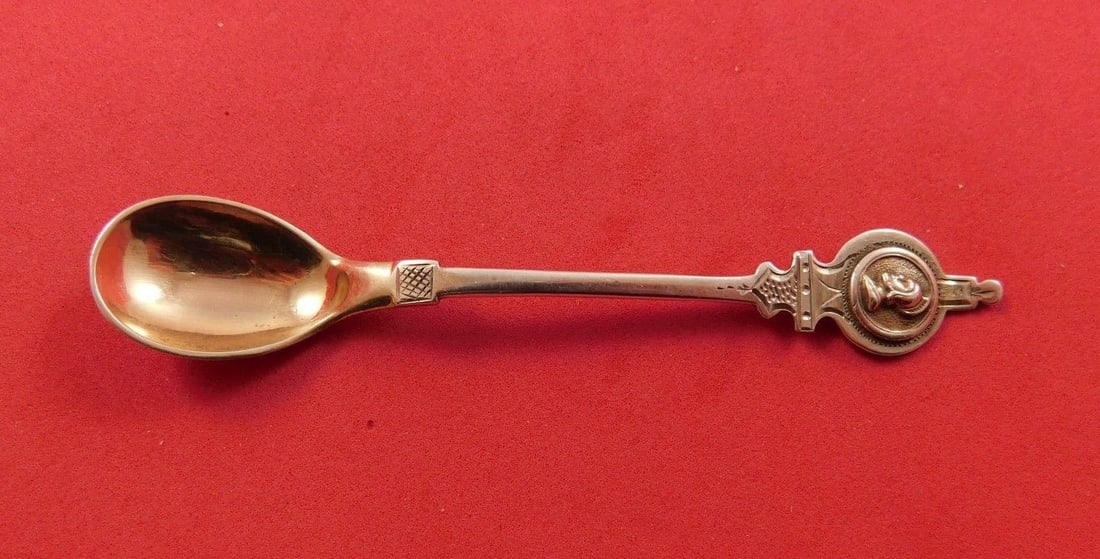 Newell Harding Medallion Sterling Silver Gold Washed Egg Spoon 4 Inch (1 of 1)