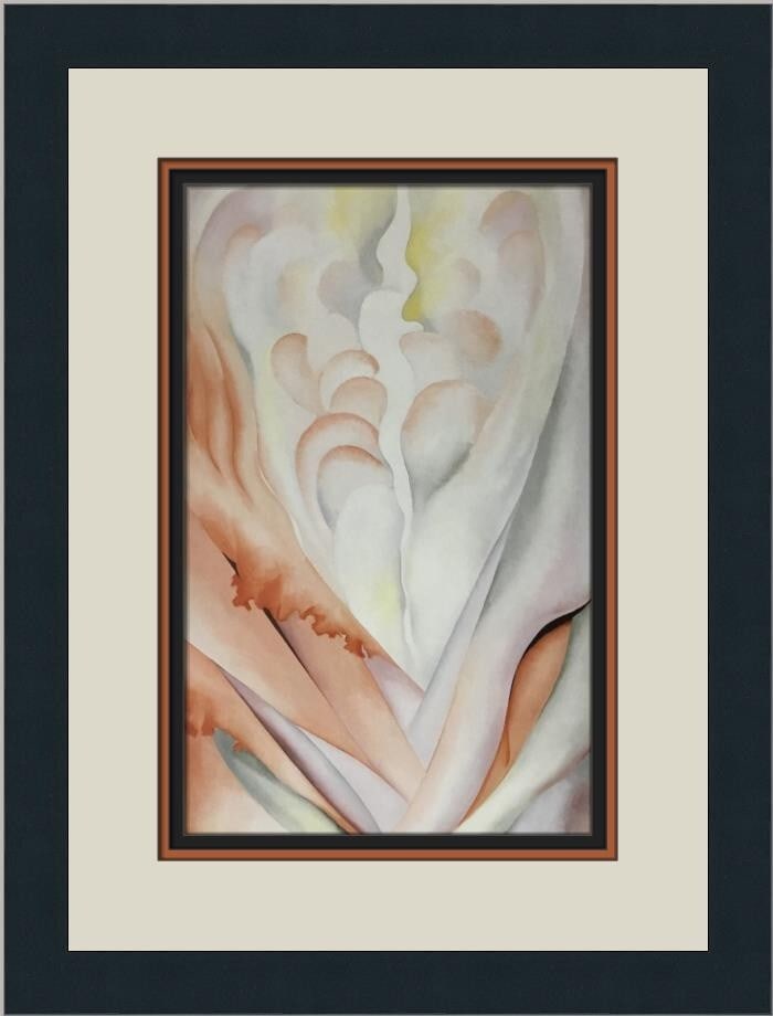 Georgia O Keeffe Flower Abstraction open edition framed print: Georgia O Keeffe Flower Abstraction open edition framed print This is a custom framed, open edition offset lithograph print of "Flower Abstraction" by Georgia O'Keeffe, produced in 1987. The print is 