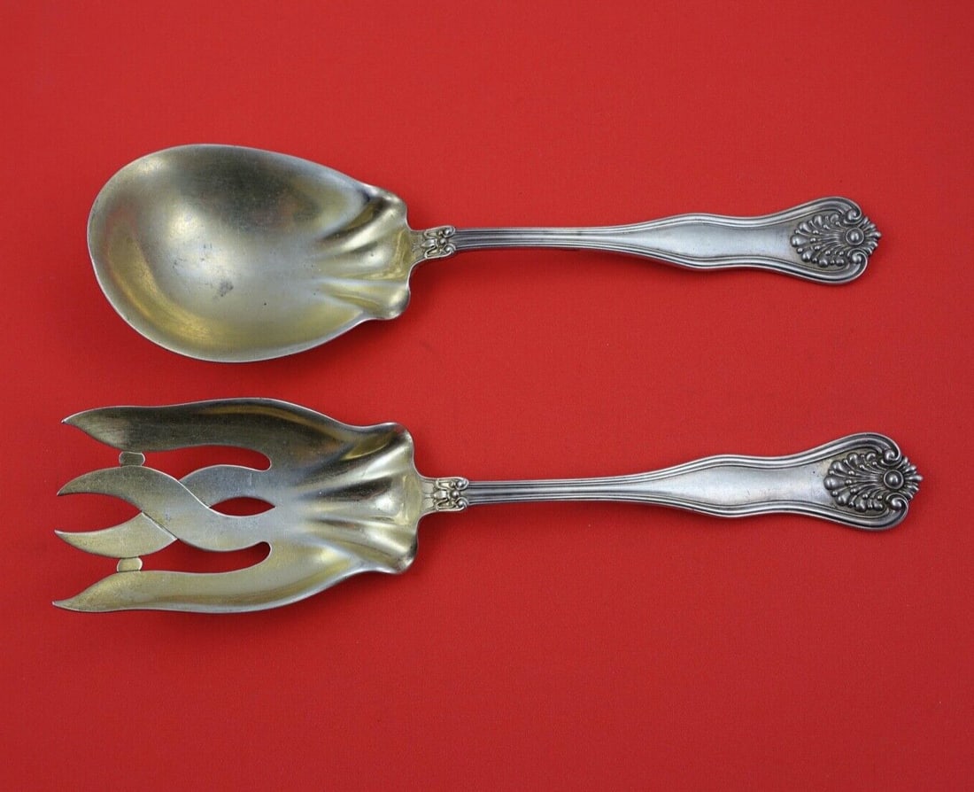 Dominick & Haff Alexandra Sterling Silver Salad Serving Set 9.25 inches: Dominick & Haff Alexandra Sterling Silver Salad Serving Set 9.25 inches This exquisite salad serving set features the elegant Alexandra pattern by Dominick & Haff, crafted from high-quality sterling s