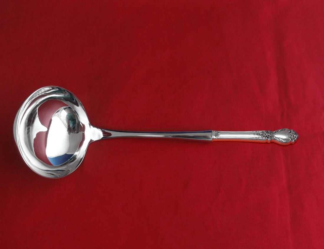 International Sterling Silver Brocade Custom Soup Ladle 10 1/2 Inches: International Sterling Silver Brocade Custom Soup Ladle 10 1/2 Inches Presenting a stunning soup ladle from the Brocade pattern by International Sterling. This impressive piece features a hollow handl