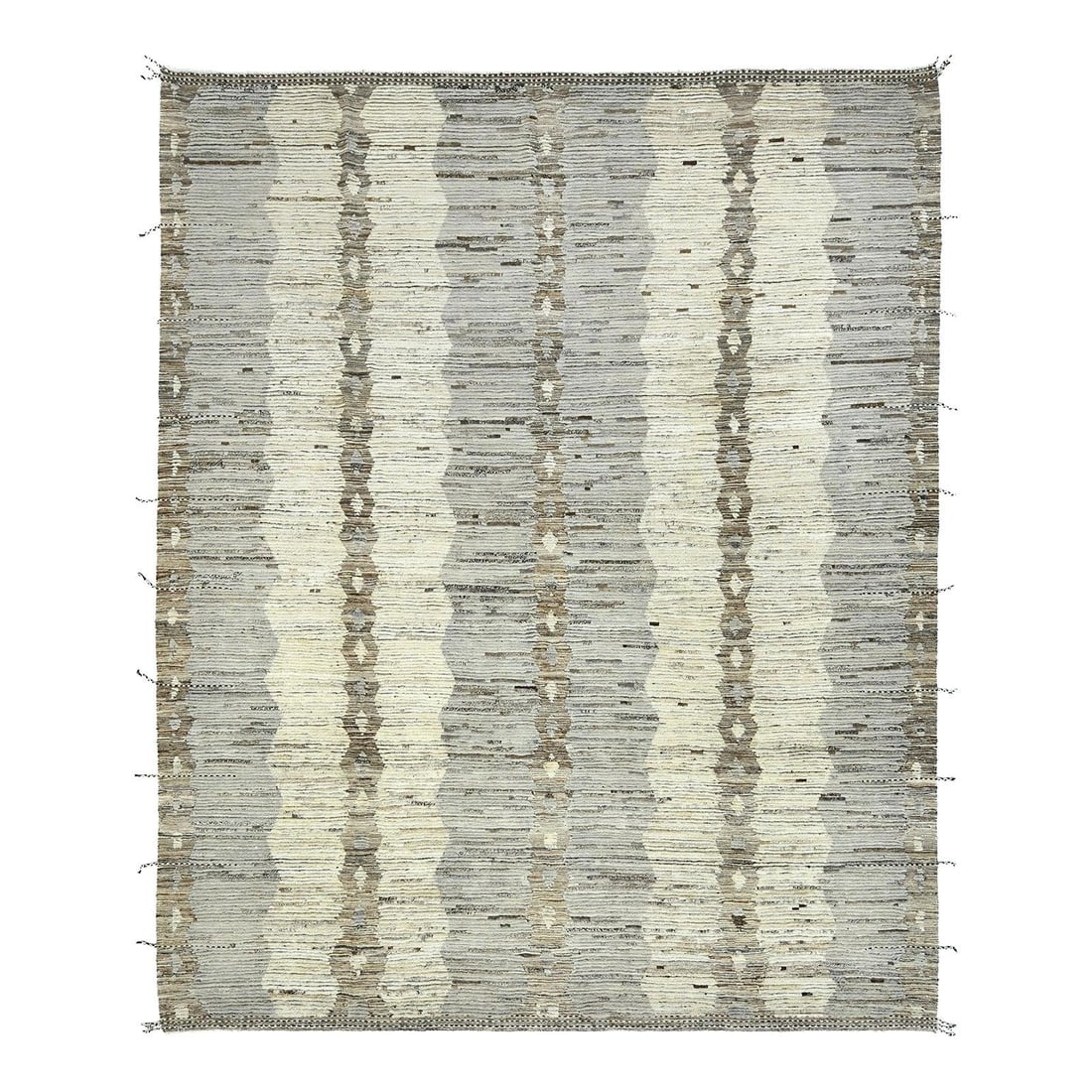 Contemporary Handmade Wool Rug 9'8 x 12'3 Gray Tribal Design (1 of 4)