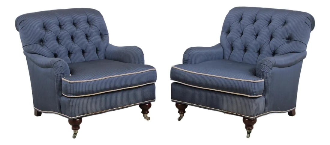 Lillian August blue tufted club chair pair (1 of 10)