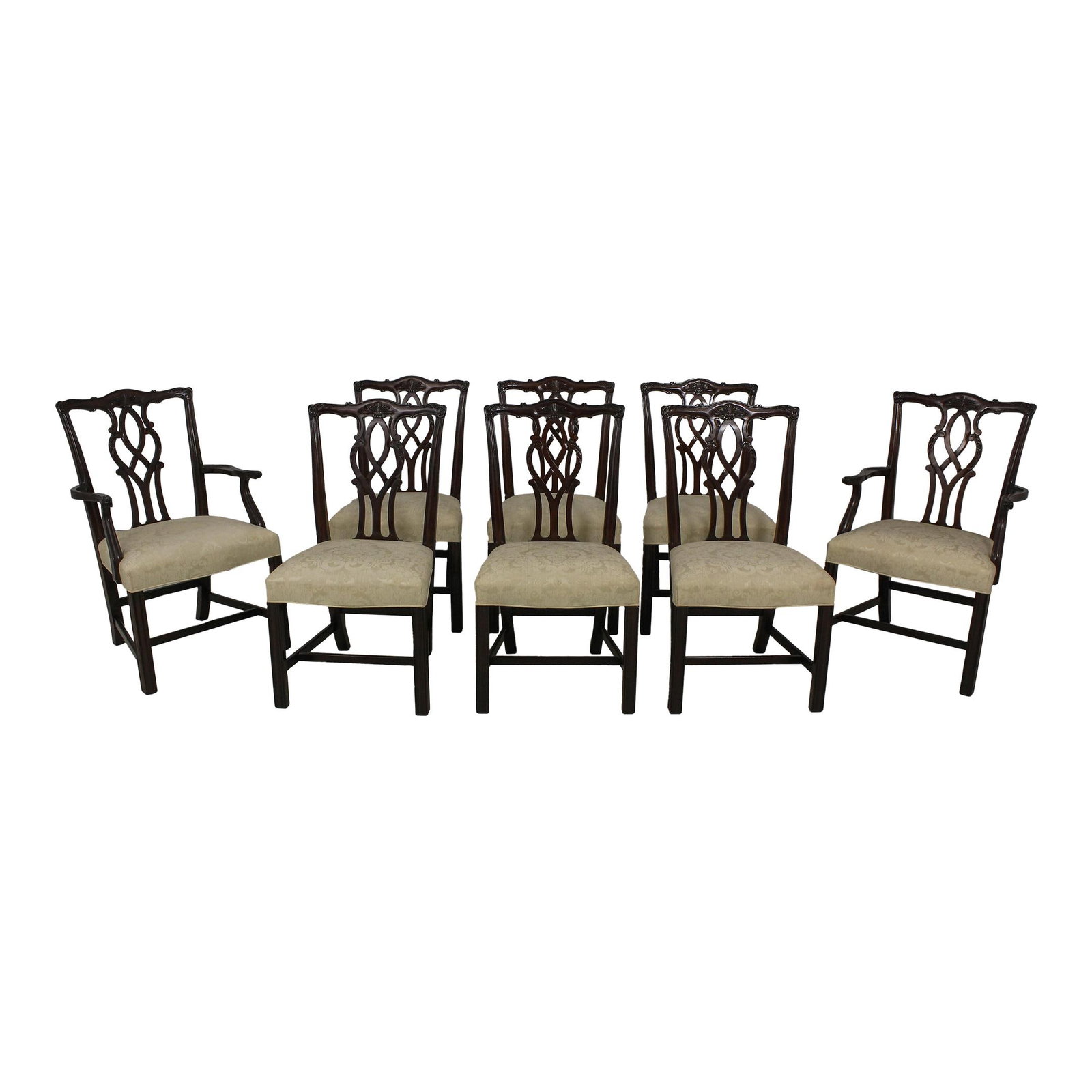 Set of 8 Kindel Chippendale Mahogany Dining Chairs Oxford Collection: Set of 8 Kindel Chippendale Mahogany Dining Chairs Oxford Collection This exquisite set of 8 Chippendale dining room chairs from the Oxford Collection features fine carved details and high-quality con